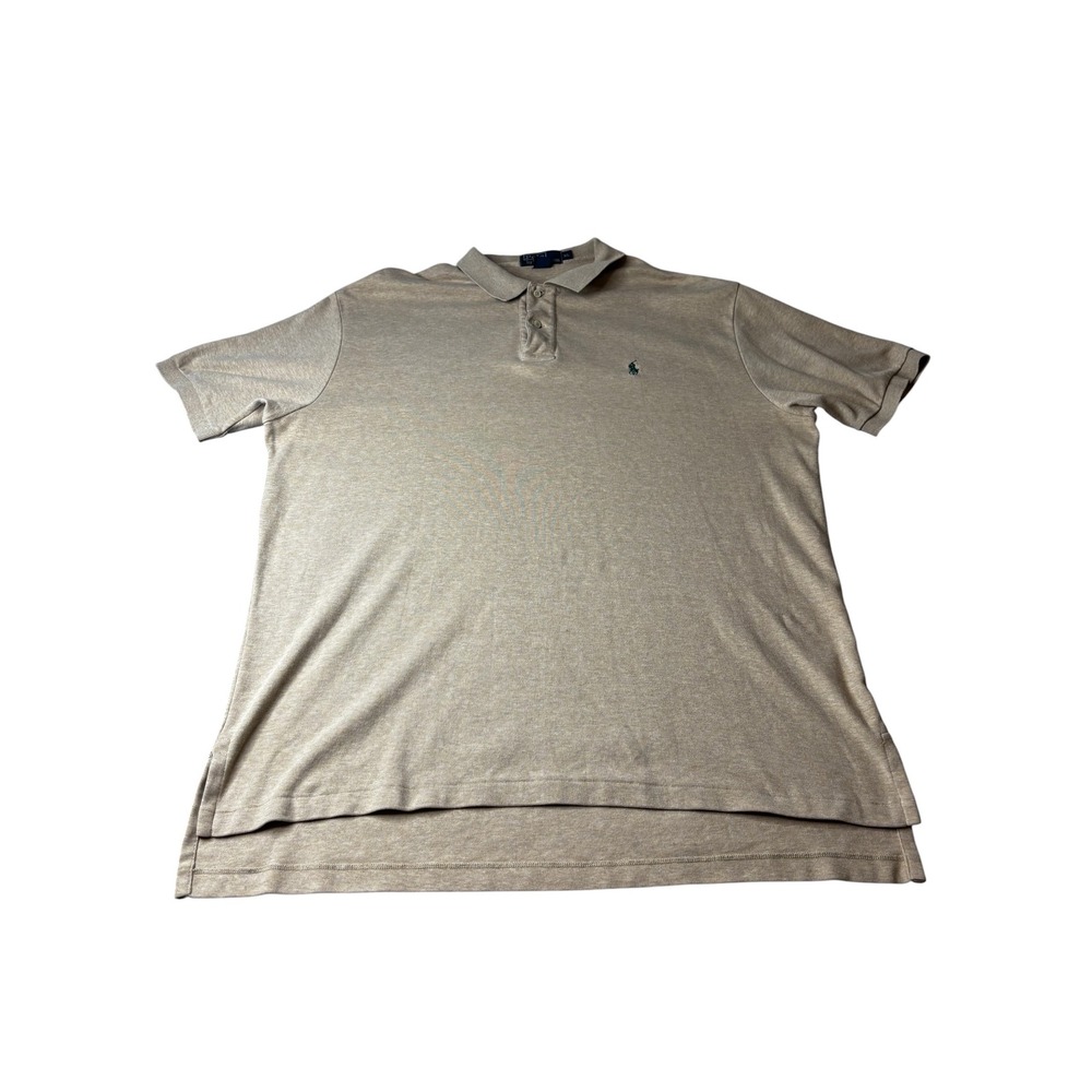 Polo Ralph Lauren Mens XL Tan Heather Short Sleeve Cotton Pony Logo Polo Shirt